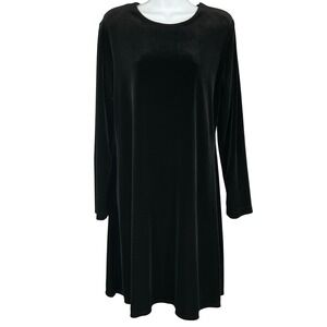 Vintage Teddi Evening Black‎ Velvet Shift Dress Sz 12 Holiday Party Cocktail NEW